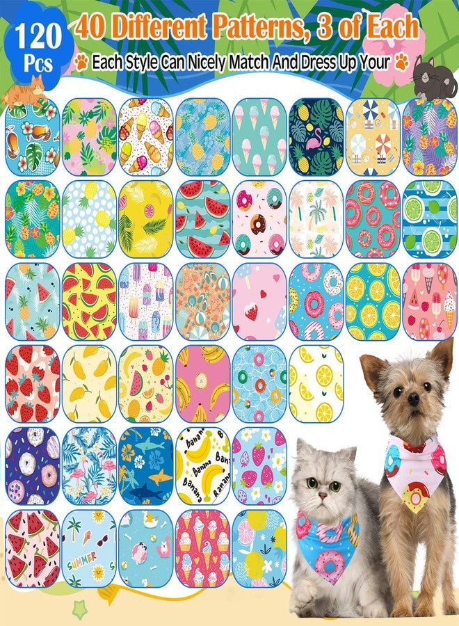 Bulyoou 120 Packs Dog Bandanas Bulk Summer Pet Bandanas for Dogs Hawaiian Pet Scarf Bibs Adjustable Washable Kerchief for Large Medieum Small Pet Costume Accessories(Summer Style) - Image 3